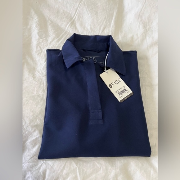 FIGS |Navy Blue Nala Top Long Sleeve Collared Technical Scrub | Women’s XXS NWT - Picture 3 of 10